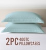 Baby Blue Solid 400 TC Cotton Standard Sized 2 Pillow Covers