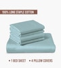 Baby Blue Solid 400 TC Cotton Super King Sized Bedsheet with 4 Pillow Covers