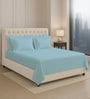 Baby Blue Solid 400 TC Cotton Super King Sized Bedsheet with 4 Pillow Covers
