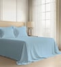 Baby Blue Solid 600 TC Cotton Super King Sized Bedsheet with 4 Pillow Covers