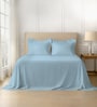 Baby Blue Solid 600 TC Cotton Super King Sized Bedsheet with 4 Pillow Covers