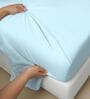 Baby Blue Solid 800 TC Cotton Super King Sized Bedsheet with 4 Pillow Covers