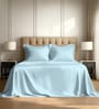 Baby Blue Solid 800 TC Cotton Super King Sized Bedsheet with 4 Pillow Covers
