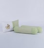 White Cotton Rectangle and Cylindrical Pillow with Bolster (Set of 3)