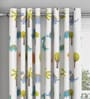 White Kids Polyester 7 Ft Light Filtering Eyelet Kids Curtains (Set of 2)