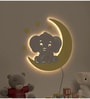 Baby Elephant on Moon Yellow & Grey Engineered Wood Wall Art With LED Light