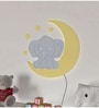 Baby Elephant on Moon Yellow & Grey Engineered Wood Wall Art With LED Light