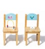 Baby Owl & Snail Solid Wood Kids Activity Table in Blue Colour with 2 Chair