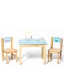 Baby Owl & Snail Solid Wood Kids Activity Table in Blue Colour with 2 Chair