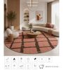 Pink Geometrical Woolen 60 x 60 Inches Hand Tufted Rug