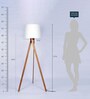 Bacolod White Fabric Shade Tripod Floor Lamp With Wood Base