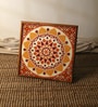 Yellow Teak Wood Large Bajot (14 x 14) with Mandala Art