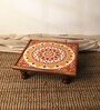 Yellow Teak Wood Large Bajot (14 x 14) with Mandala Art
