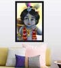 Bal Krishna Multicolour Textured Framed Spiritual Art Print