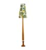 Balance Sculptural Minimal Natural Wooden Floor Lamp for Living Room & Bedroom in Printed Dark Green/White Color Shade