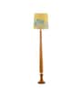 Balance Sculptural Minimal Natural Wooden Floor Lamp for Living Room & Bedroom in Printed Yellow Color Shade