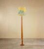 Balance Sculptural Minimal Natural Wooden Floor Lamp for Living Room & Bedroom in Printed Yellow Color Shade