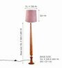 Balance Sculptural Minimal Natural Wooden Floor Lamp for Living Room & Bedroom in Solid Blush Pink Color Shade