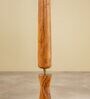 Balance Sculptural Minimal Natural Wooden Floor Lamp for Living Room & Bedroom in Solid Blush Pink Color Shade