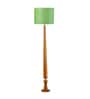 Balance Sculptural Minimal Natural Wooden Floor Lamp for Living Room & Bedroom in Solid Green Color Shade