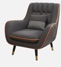 Balarka Velvet Fabric Lounge Chair In Dark Grey Colour
