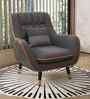 Balarka Velvet Fabric Lounge Chair In Dark Grey Colour