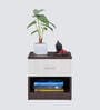 Baleno Bedside Table in Brown and  White Finish