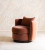 Balish Barrel Revolving Chair In Walnut Finish