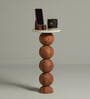 Ball Pack Marble Top End Table In Brown Colour