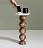 Ball Pack Marble Top End Table In Brown Colour