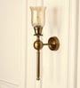 Ball Wall Lamp Brass Antique Finish with Chimney Crackled Glass Golden Luster Shade