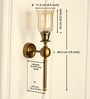 Ball Wall Lamp Brass Antique Finish with Chimney Crackled Glass Golden Luster Shade