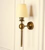 Ball Wall Lamp Brass Antique Finish with Cream Shade