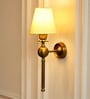 Ball Wall Lamp Brass Antique Finish with Cream Shade