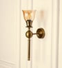 Ball Wall Lamp Brass Antique Finish with Cup Glass Golden Luster Shade