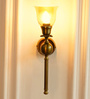 Ball Wall Lamp Brass Antique Finish with Cup Glass Golden Luster Shade