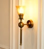Ball Wall Lamp Brass Antique Finish with Cup Glass Golden Luster Shade