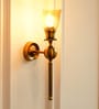 Ball Wall Lamp Brass Antique Finish with Cup Glass Golden Luster Shade