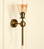 Ball Wall Lamp Brass Antique Finish with Cup Glass Golden Luster Shade