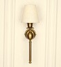 Ball Wall Lamp Brass Antique Finish with Off White Lampshade
