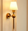 Ball Wall Lamp Brass Antique Finish with Off White Lampshade