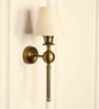 Ball Wall Lamp Brass Antique Finish with Off White Lampshade
