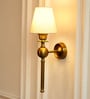 Ball Wall Lamp Brass Antique Finish with Off White Lampshade