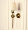 Ball Wall Lamp Brass Antique Finish with Off White Lampshade