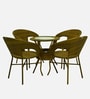 Ballarat Wicker Table And Chair Set ( With 4 Chairs ) In Brown Finish