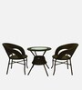 Ballarat Wicker Table And Chair Set ( With 4 Chairs ) In Brown Finish