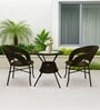 Ballarat Wicker Table And Chair Set ( With 2 Chairs ) In Brown Finish