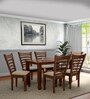 Bally Solid Wood 6 Seater Dining Set in RT Medium Brown Finish