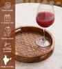 Bamboo Base Acacia Wood Round Chatai Trays Set of Three