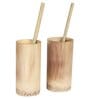 Beige Bamboo HandCrafted (Set of 2) Everyday Glasse With 7inc Straw